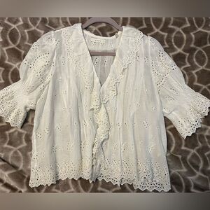 DOEN Henri White Eyelet Top Small